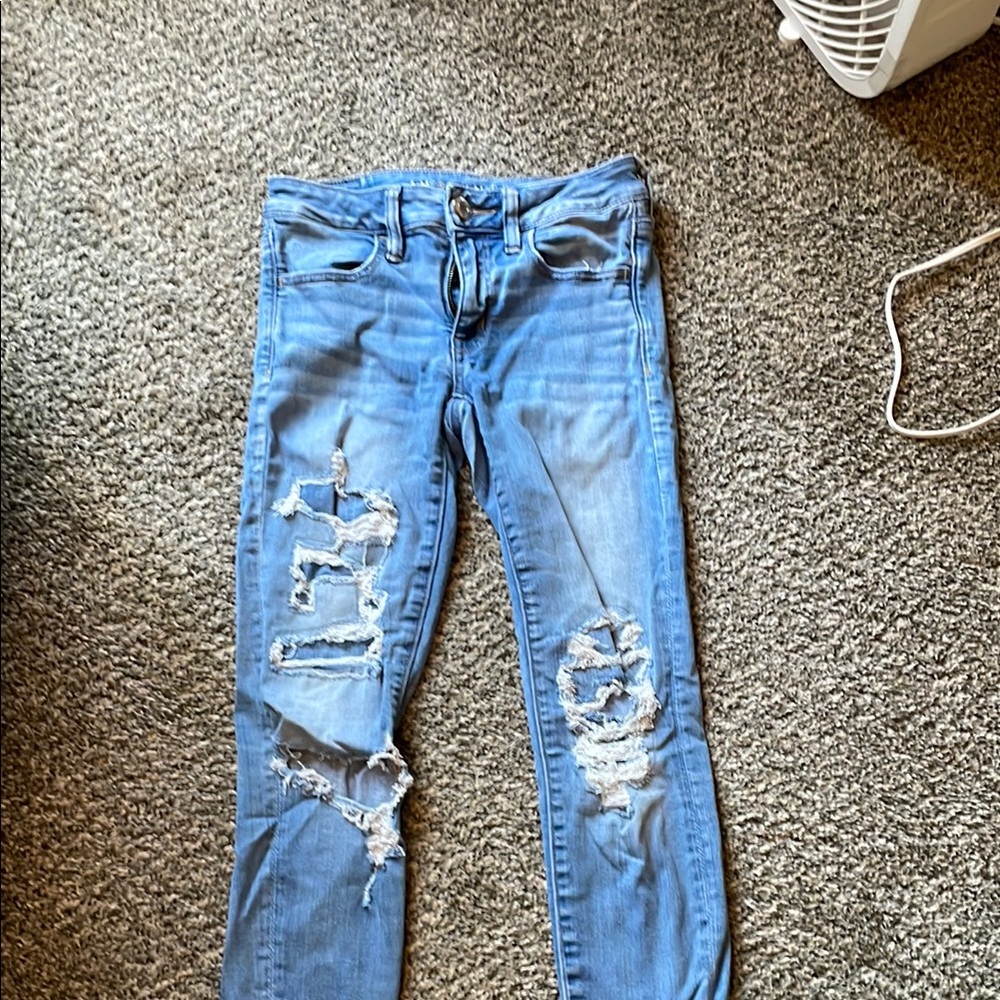 Stylish Blue Distressed Women's Jeans